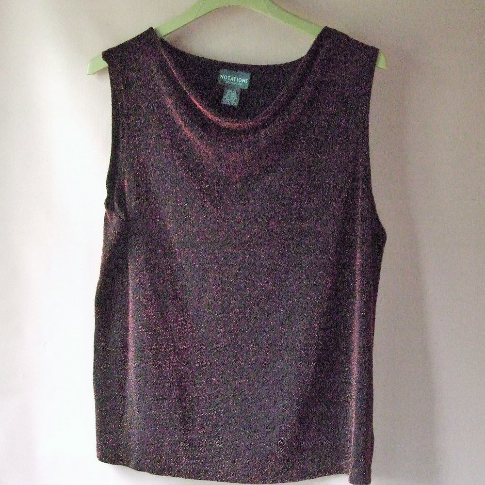 Notations Clothing Company  Sleeveless Dark Red Glitter Top Size XL Brand New.